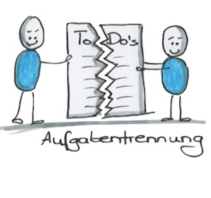 Zwei Männchen teilen sich eine To-Do-Liste